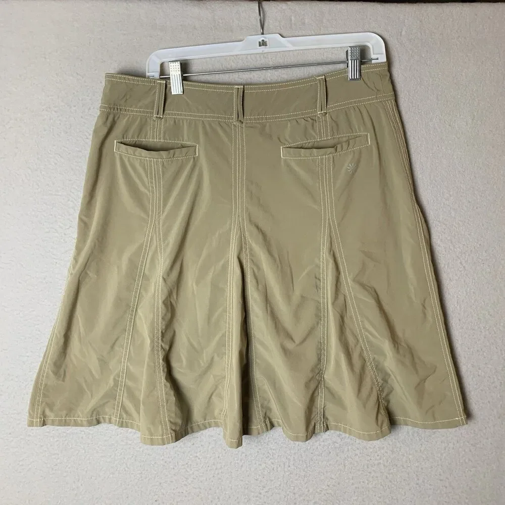 Athleta Whatever Skort Women 12 Beige White Trim A-Line Pickleball Tennis Golf